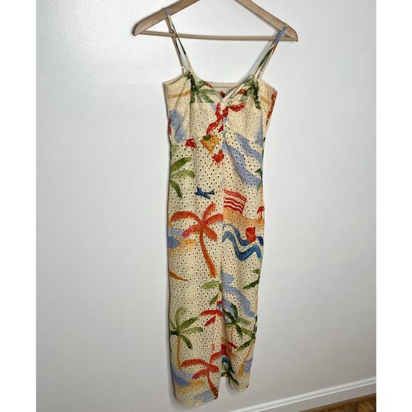 Farm Rio Womens Copacabana Cover Up XS Cream Tropical Print Beach Resort Wear - Picture 6 of 14